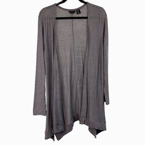 Tahari Womens Size Medium Lightweight Open Front Cardigan Gray 100% Linen EUC
